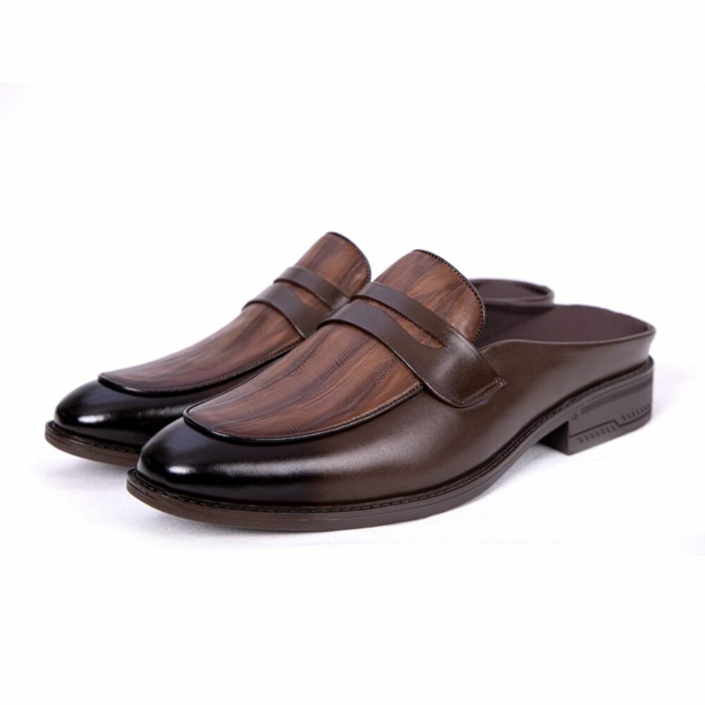 Two-Tone Brown Mule Loafers