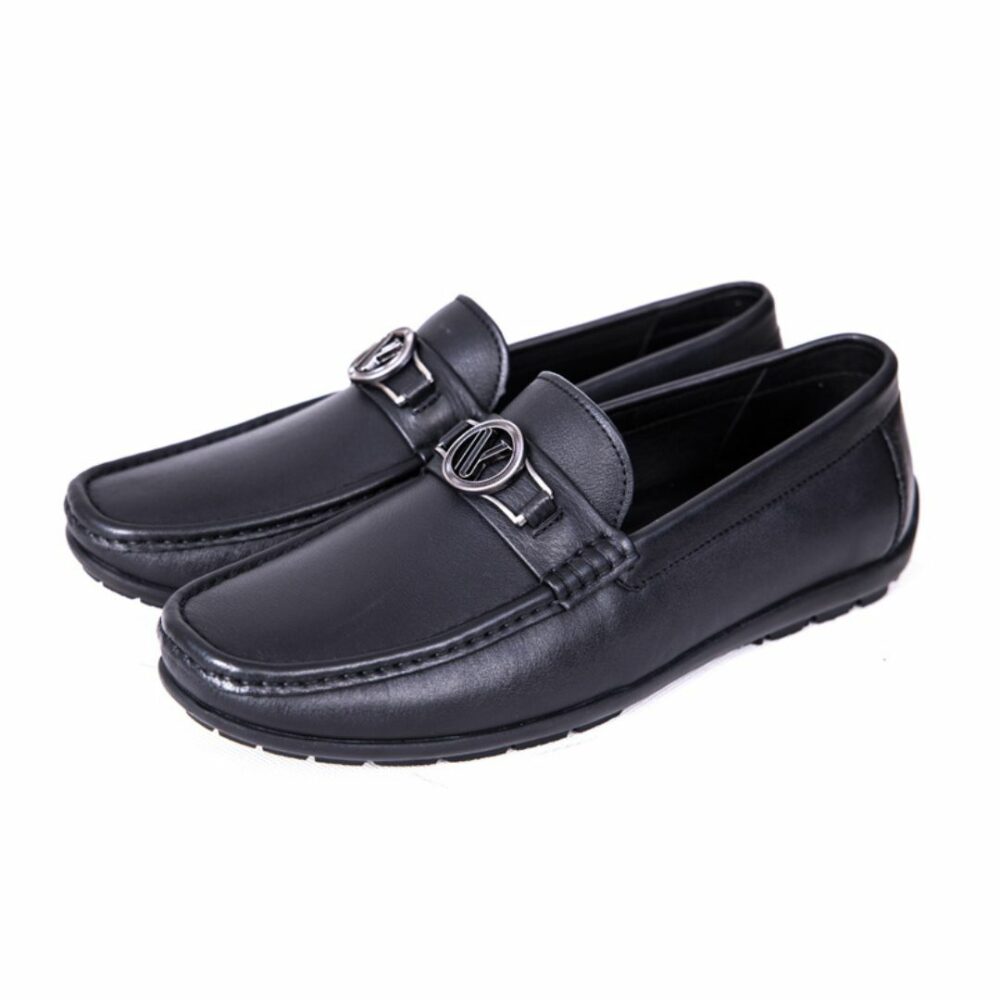 Modern Black Leather Loafers